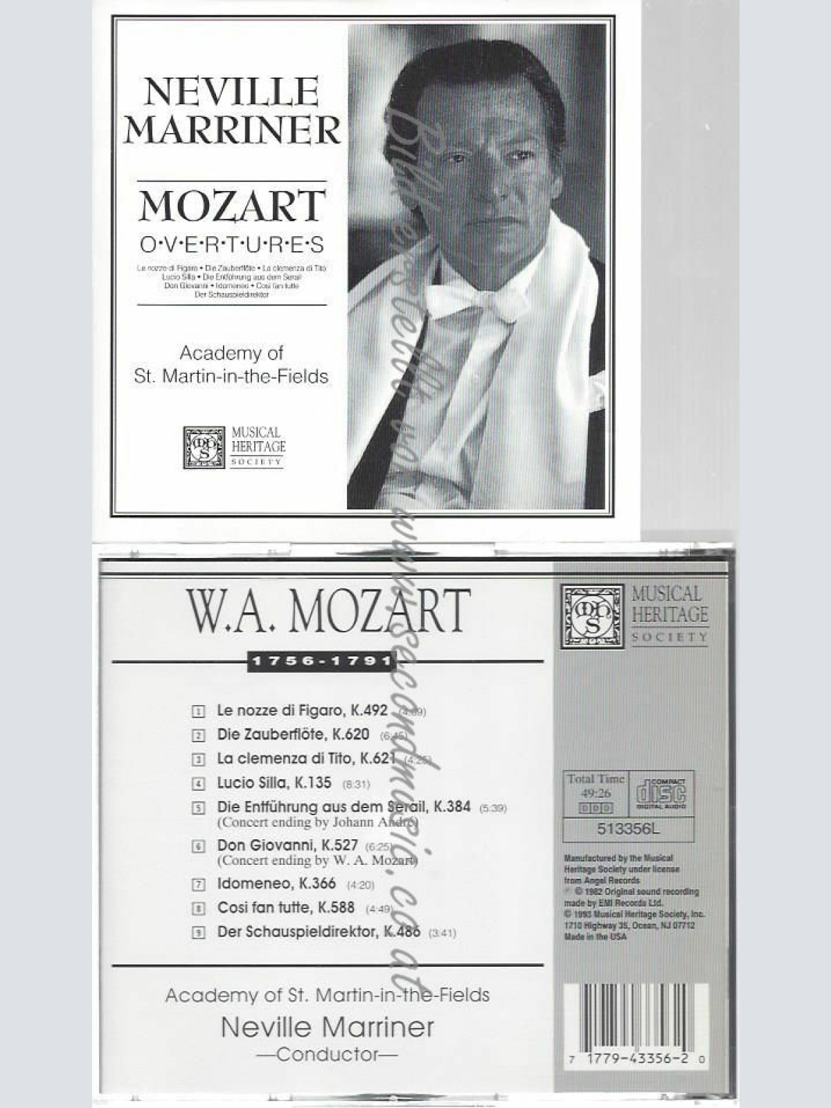 CD--W.A. Mozart: Overtures - Neville Marriner Academy