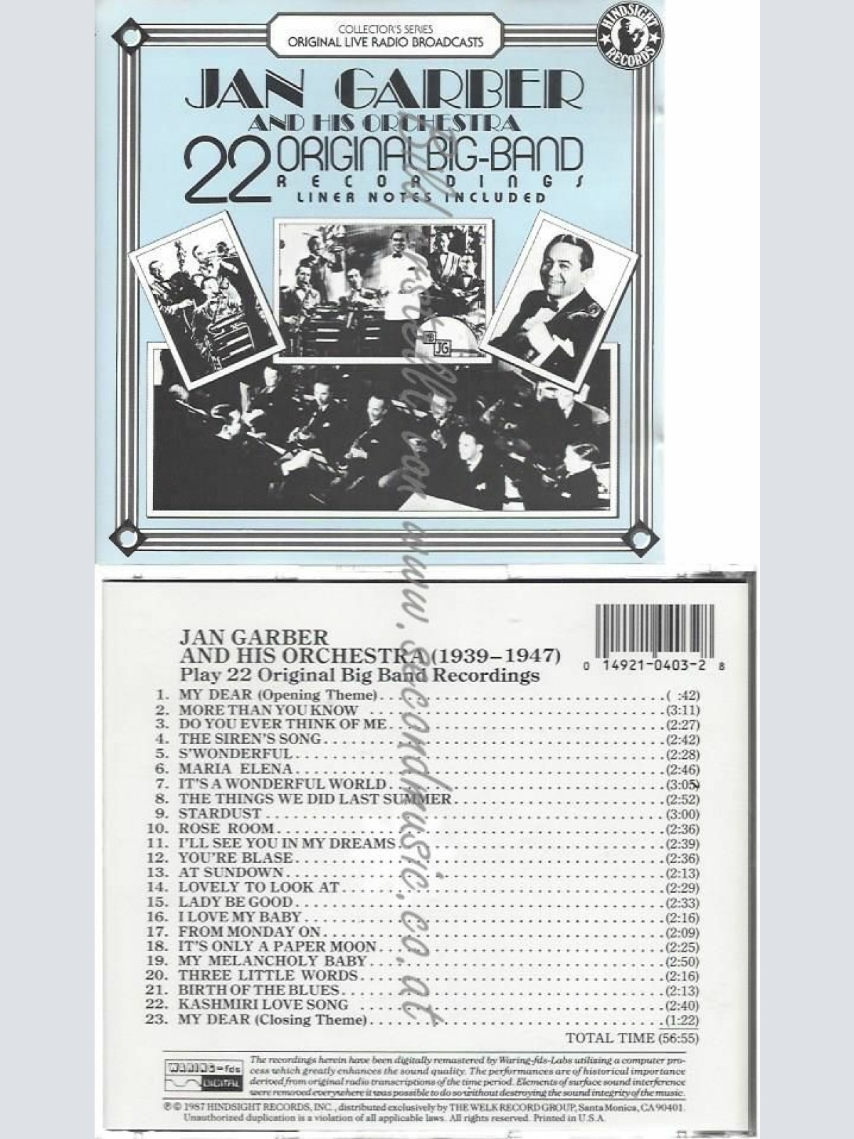 CD--JAN GARBER | --PLAYS22 ORIGINAL BIG BAND REC