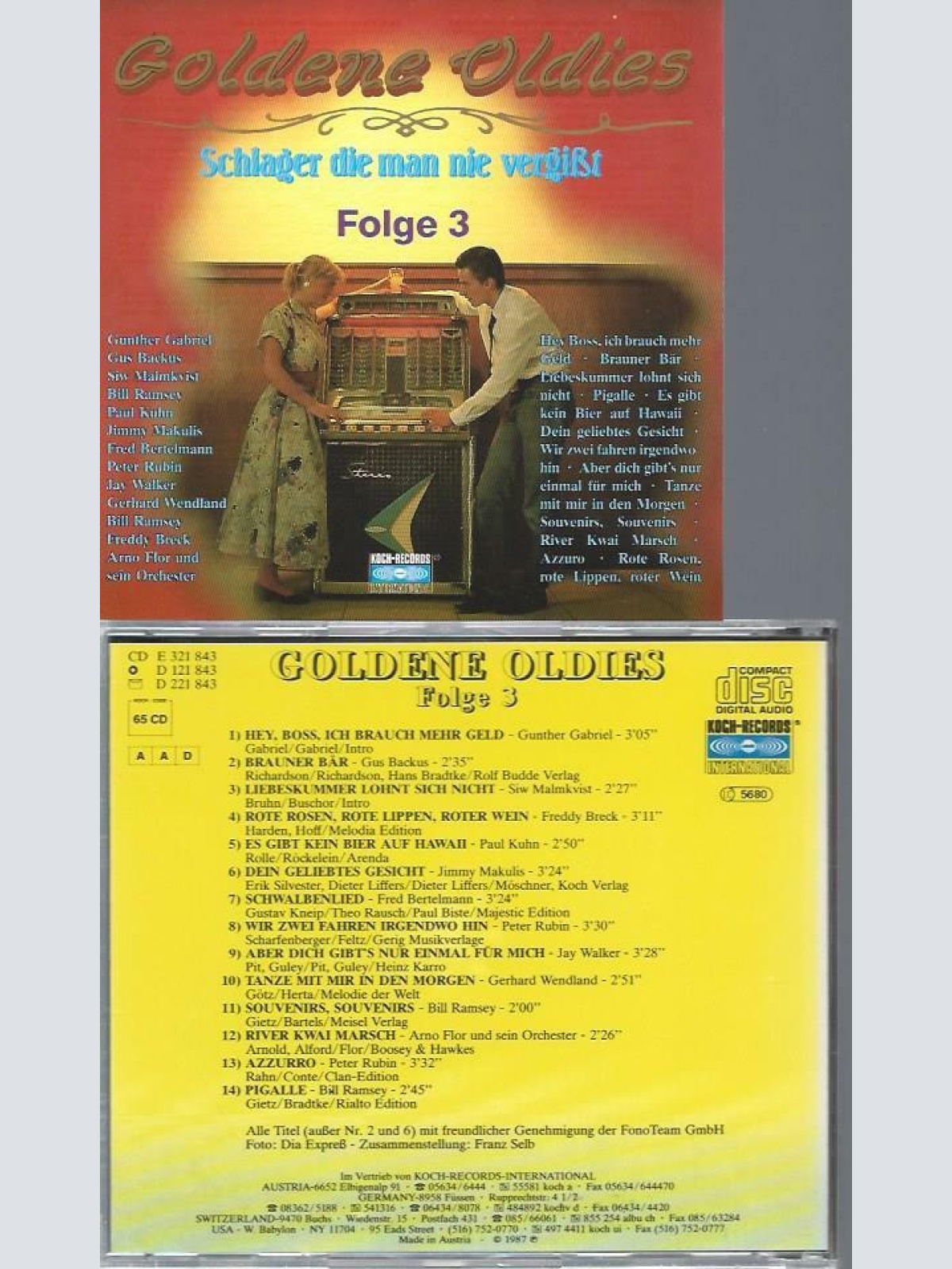 CD- GOLDENE Oldies Folge 3---Schlager die man nie vergisst