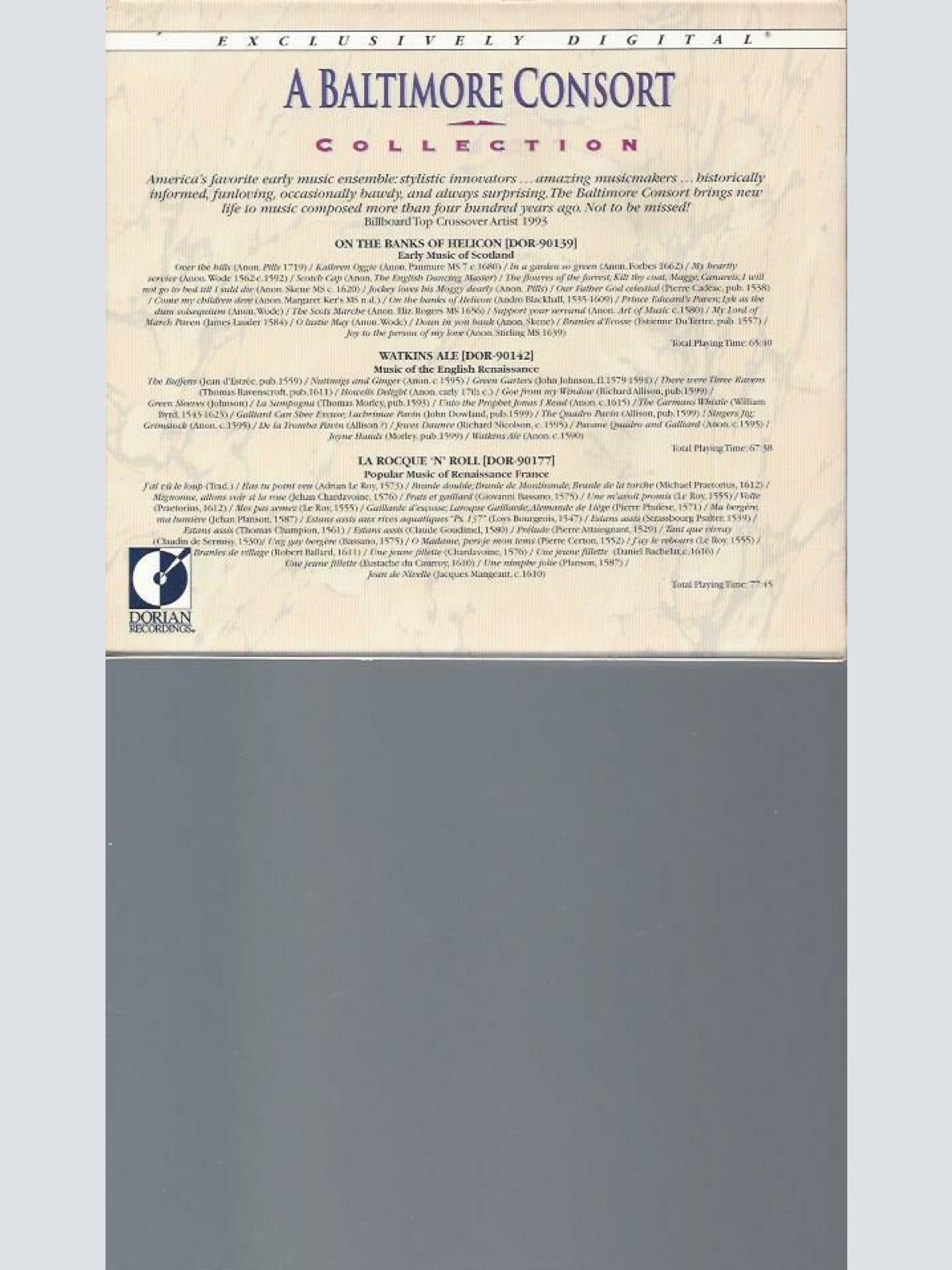 CD-  A Baltimore Consort Collection  // 3 CDs