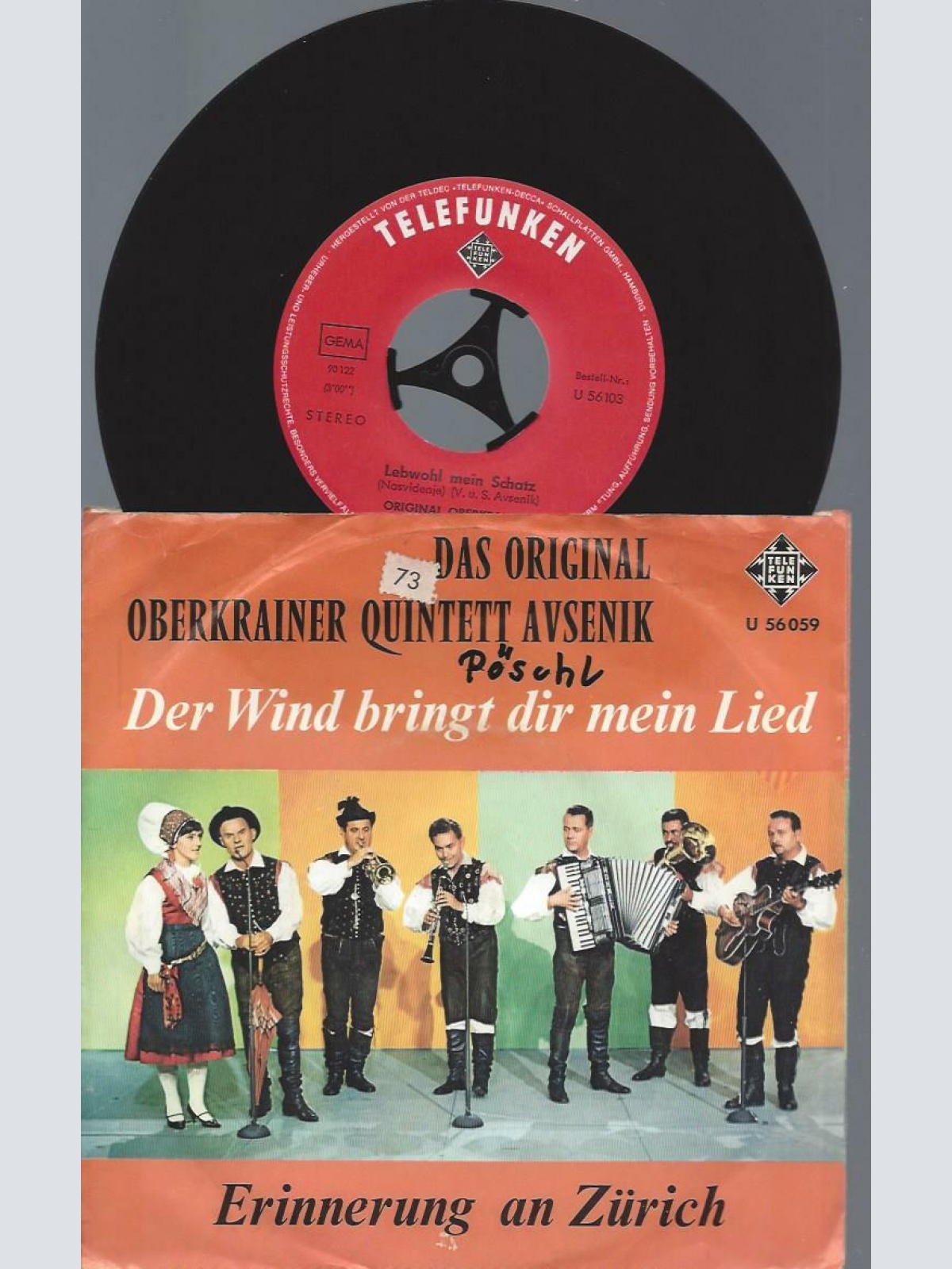 7"  Das Original Oberkrainer Quintett Avsenik– Der Wind Bringt Dir Mein Lied