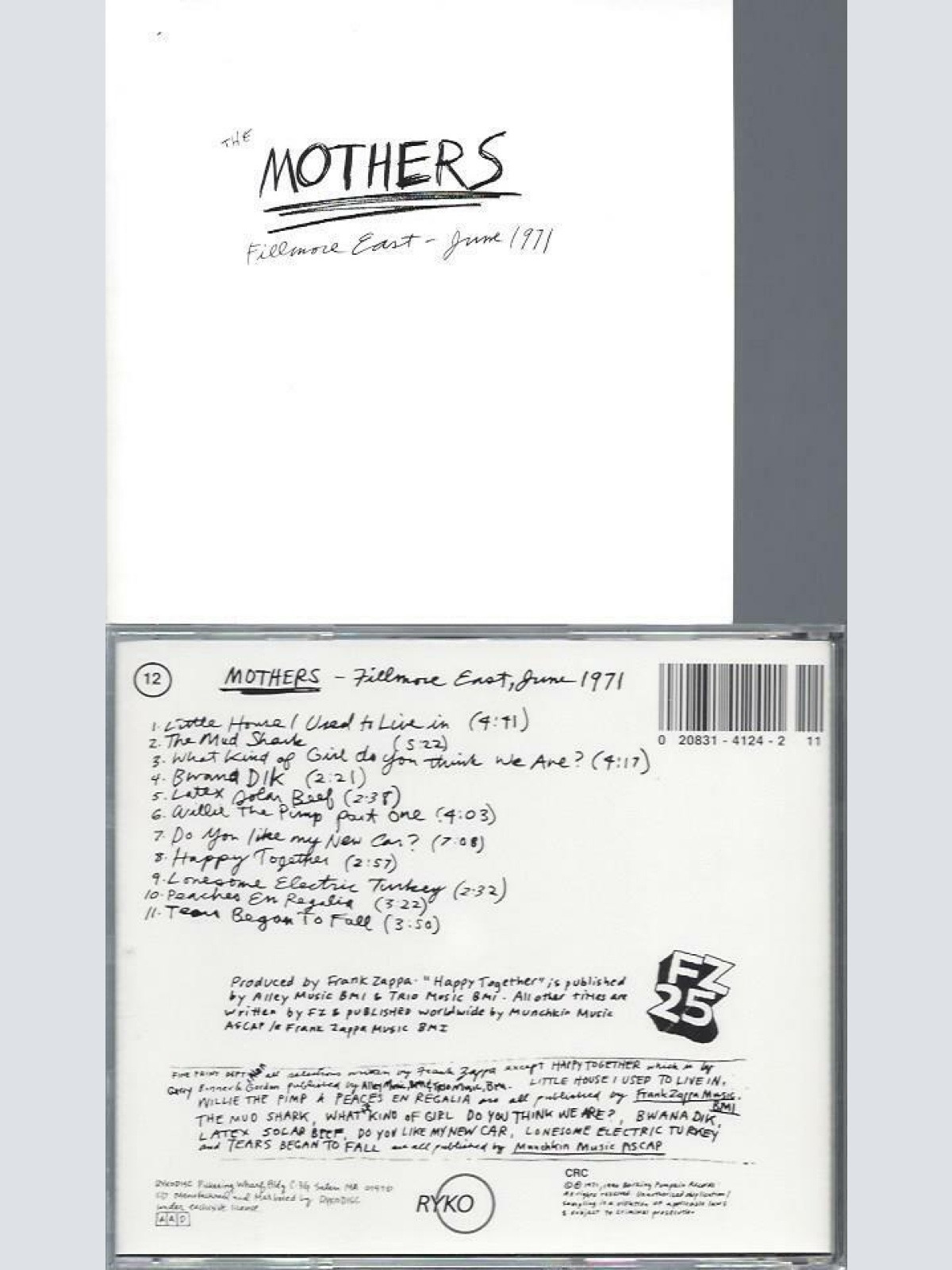 CD- Frank Zappa Fillmore East June 1971 RCD 10167