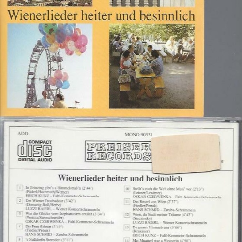 CD -Wienerlieder Heiter  und Besinnlich / Kunz Schrammlen // VA