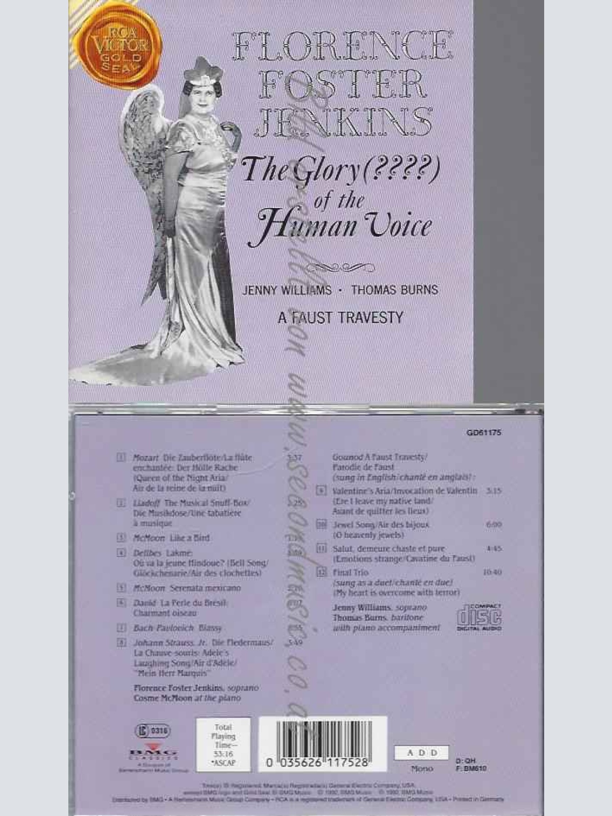 CD--FLORENCE FOSTER JENKINS, COSME MCMOON, ET AL.--THE GLORY OF THE HUMAN VOICE