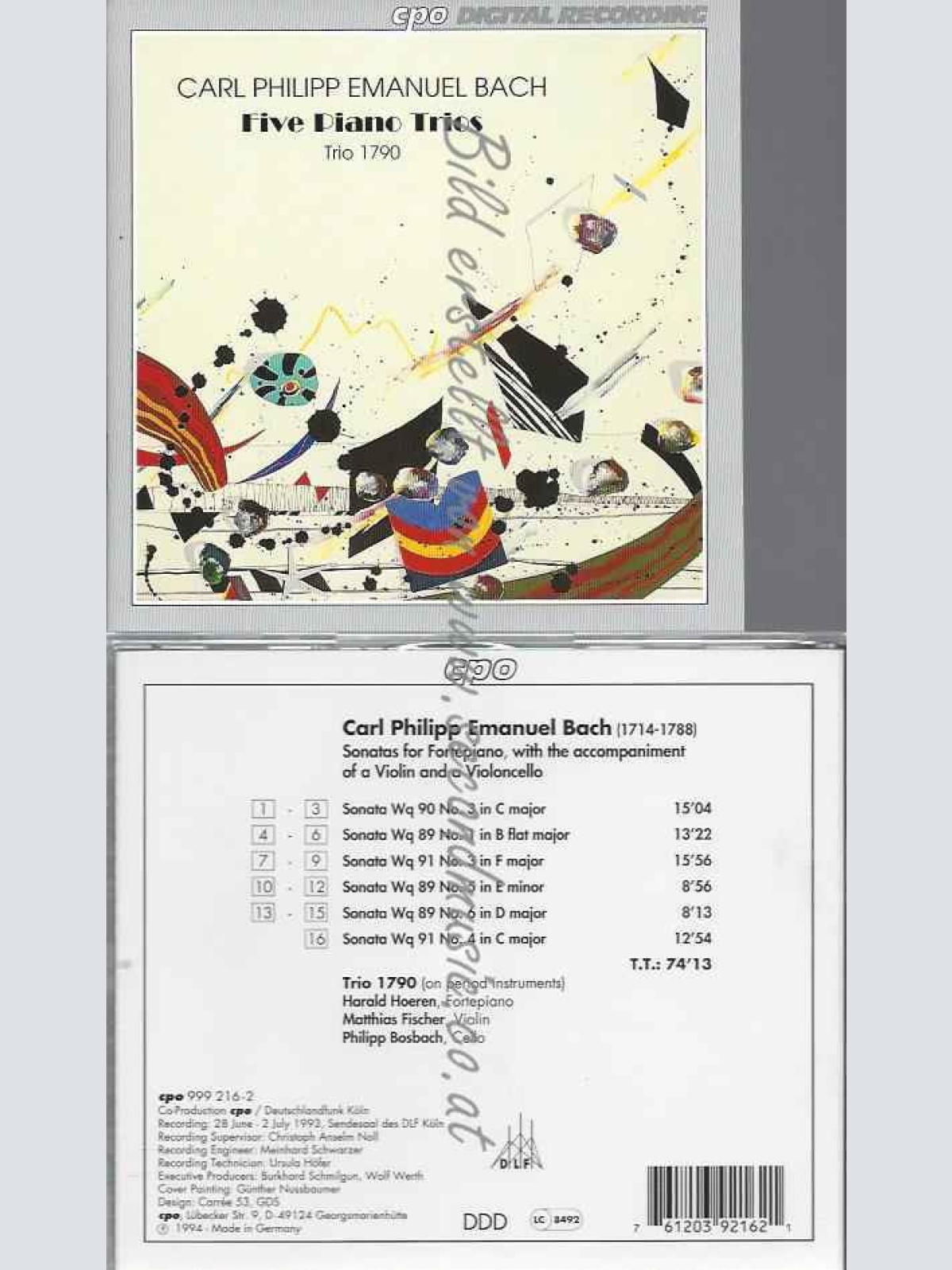 CD--TRIO 1790 UND CARL PHILIPP EMANUEL BACH--FÜNF KLAVIERTRIOS