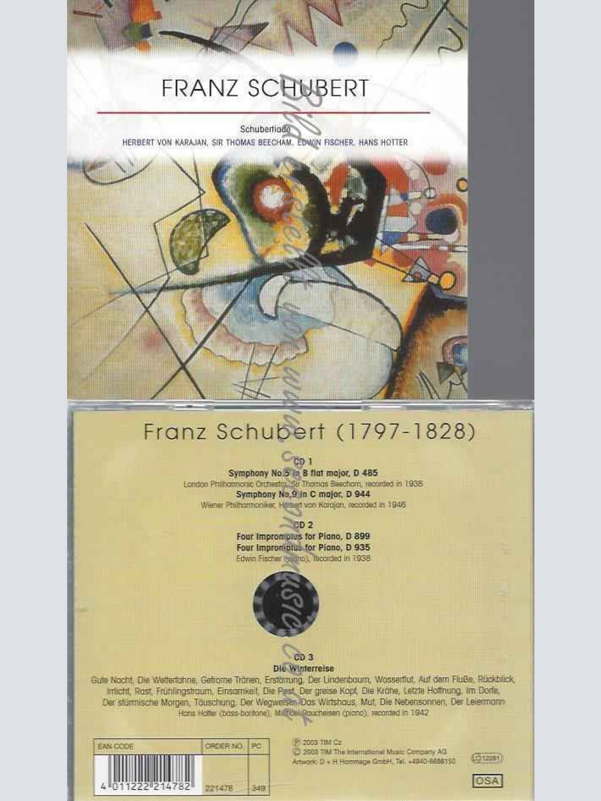 CD--FRANZ SCHUBERT, SIR THOMAS BEECHAM, ET AL.--SCHUBERTIADE