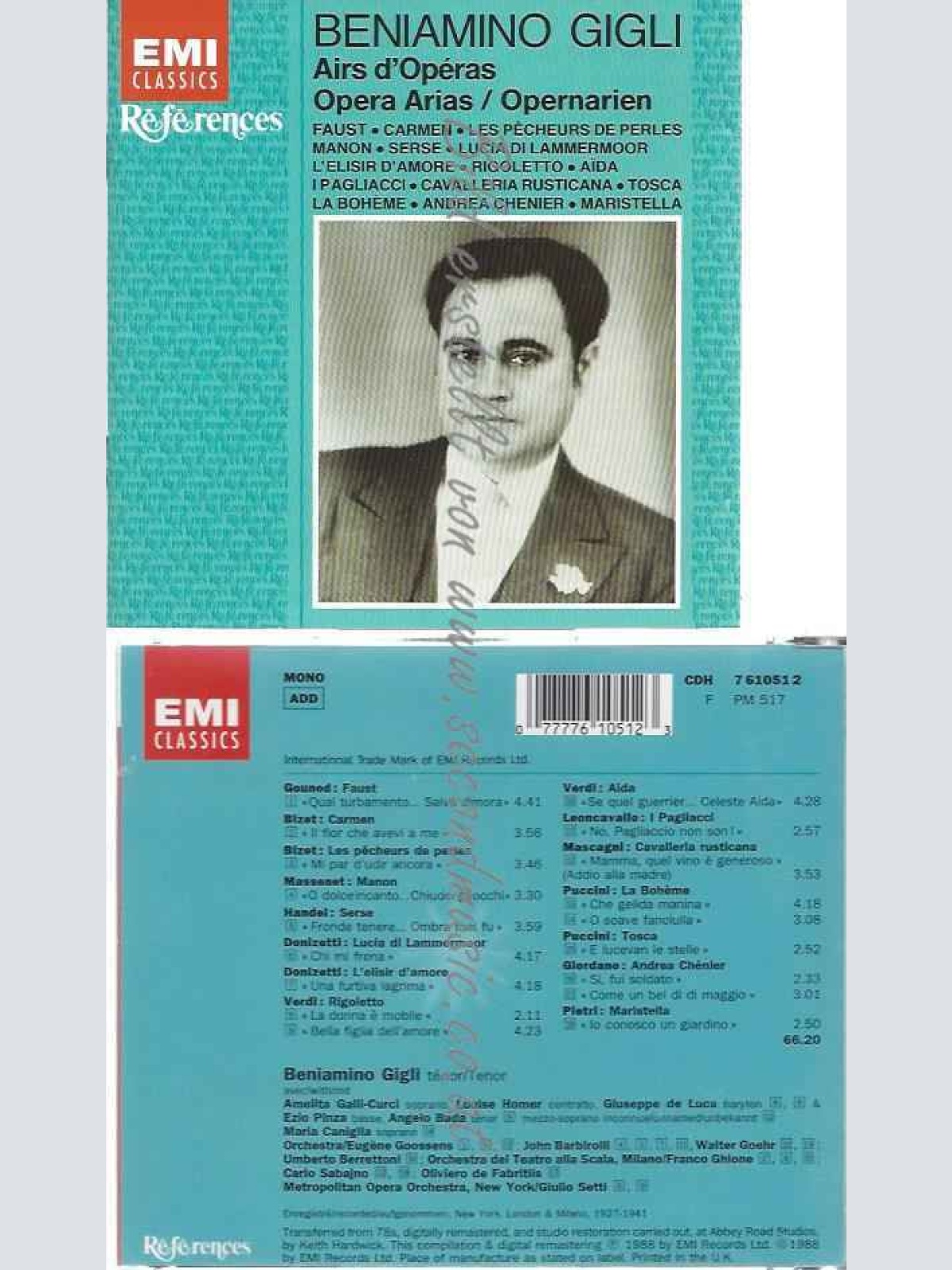 CD--GIGLI,BENIAMINO, GOUNOD, ET AL.--OPERNARIEN