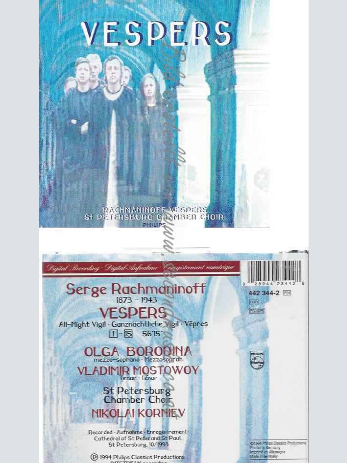 CD--ST.PETERSBURGER KAMMERCHOR,  --VESPERS-, ABEND- UND MORGENLOB