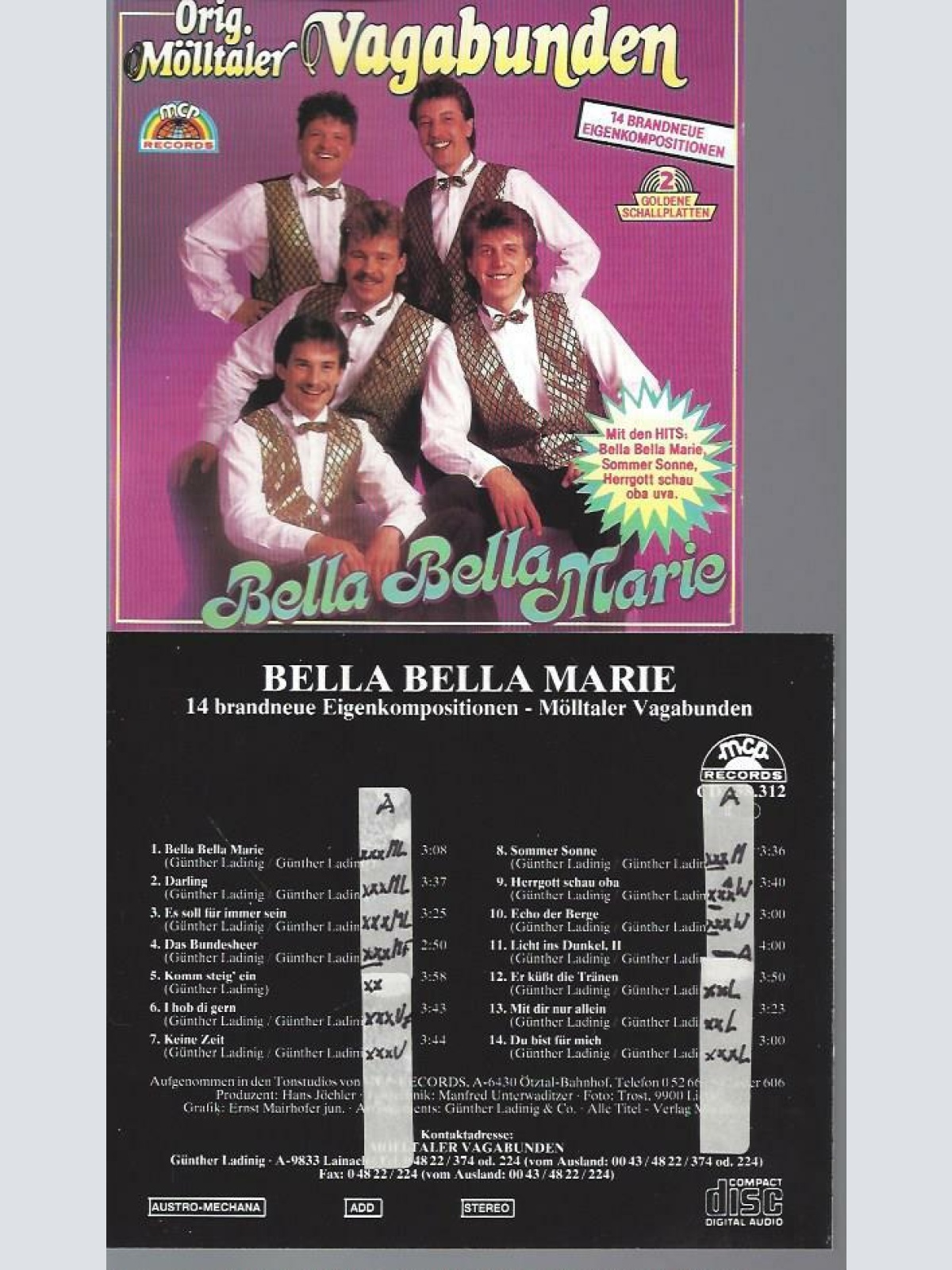 CD-- Orig Mölltaler Vagabunden  Bella Bella Marie