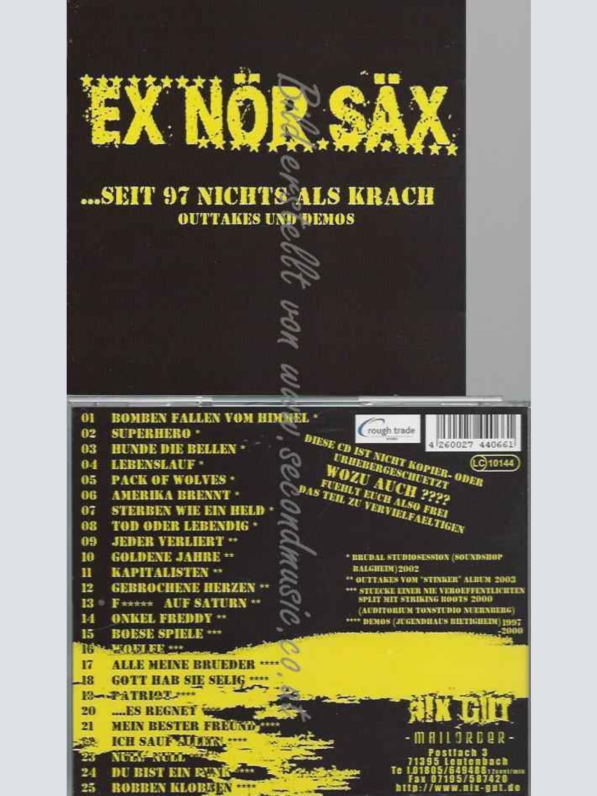 CD--EXNÖRSÄX--OUTTAKES + DEMOS