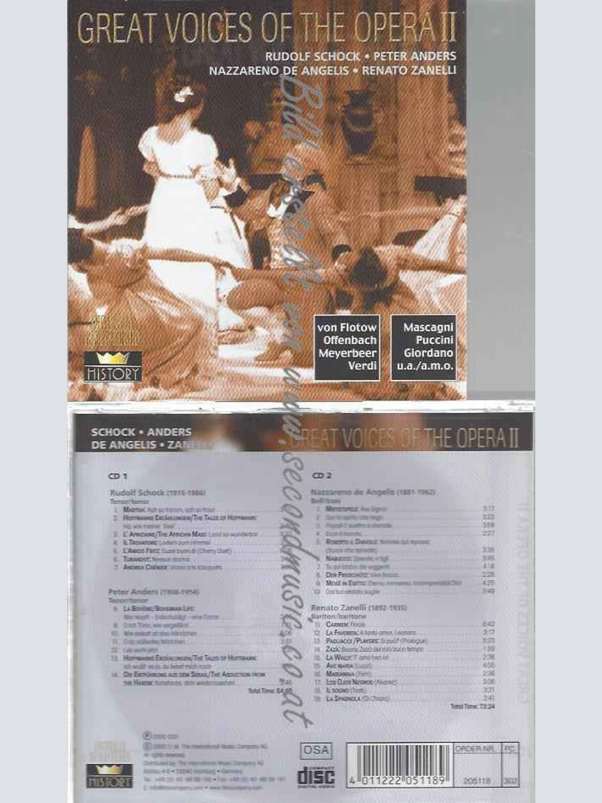 CD--SCHOCK, ANDERS, ET AL.--GREAT VOICEOF THE OPERA II