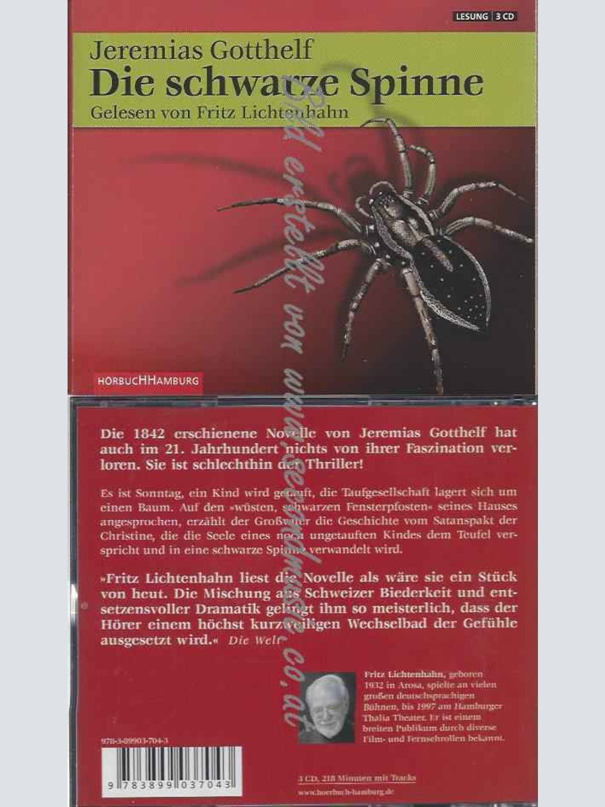 CD--JEREMIAS GOTTHELF UND FRITZ LICHTENHAHN | --DIE SCHWARZE SPINNE:  CDS