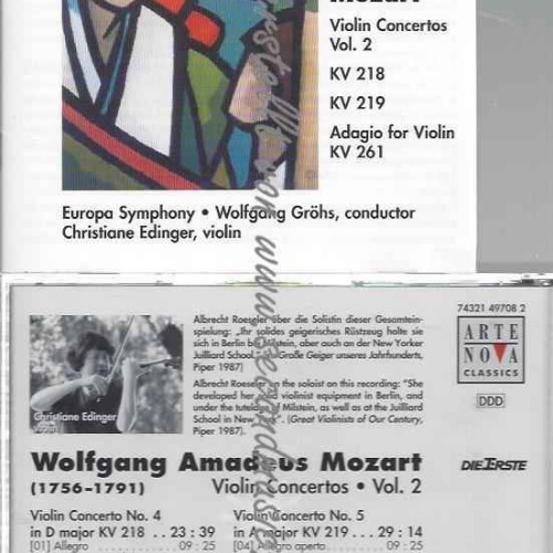 CD--GRÖHS,W., EDINGER,C, ET AL. | --MOZART: VIOLINKONZERTE VOL.