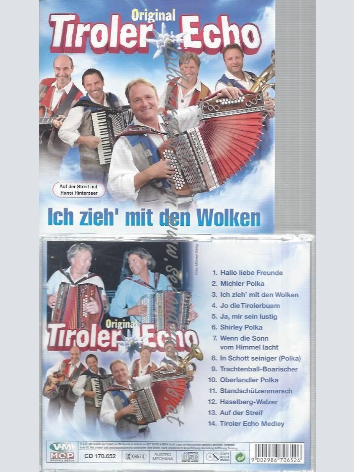 CD--ORIGINAL TIROLER ECHO--ICH ZIEH´MIT DEN WOLKEN