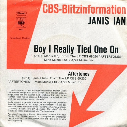 7", Promo Janis Ian - Boy I Really Tied One On