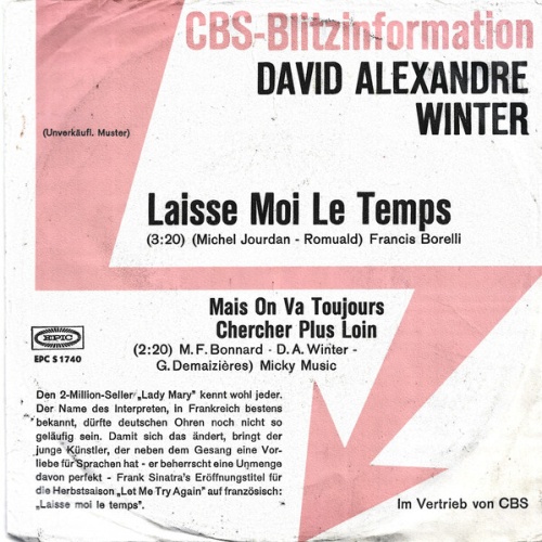 7", Single, Promo David Alexandre Winter - Laisse Moi Le Temps