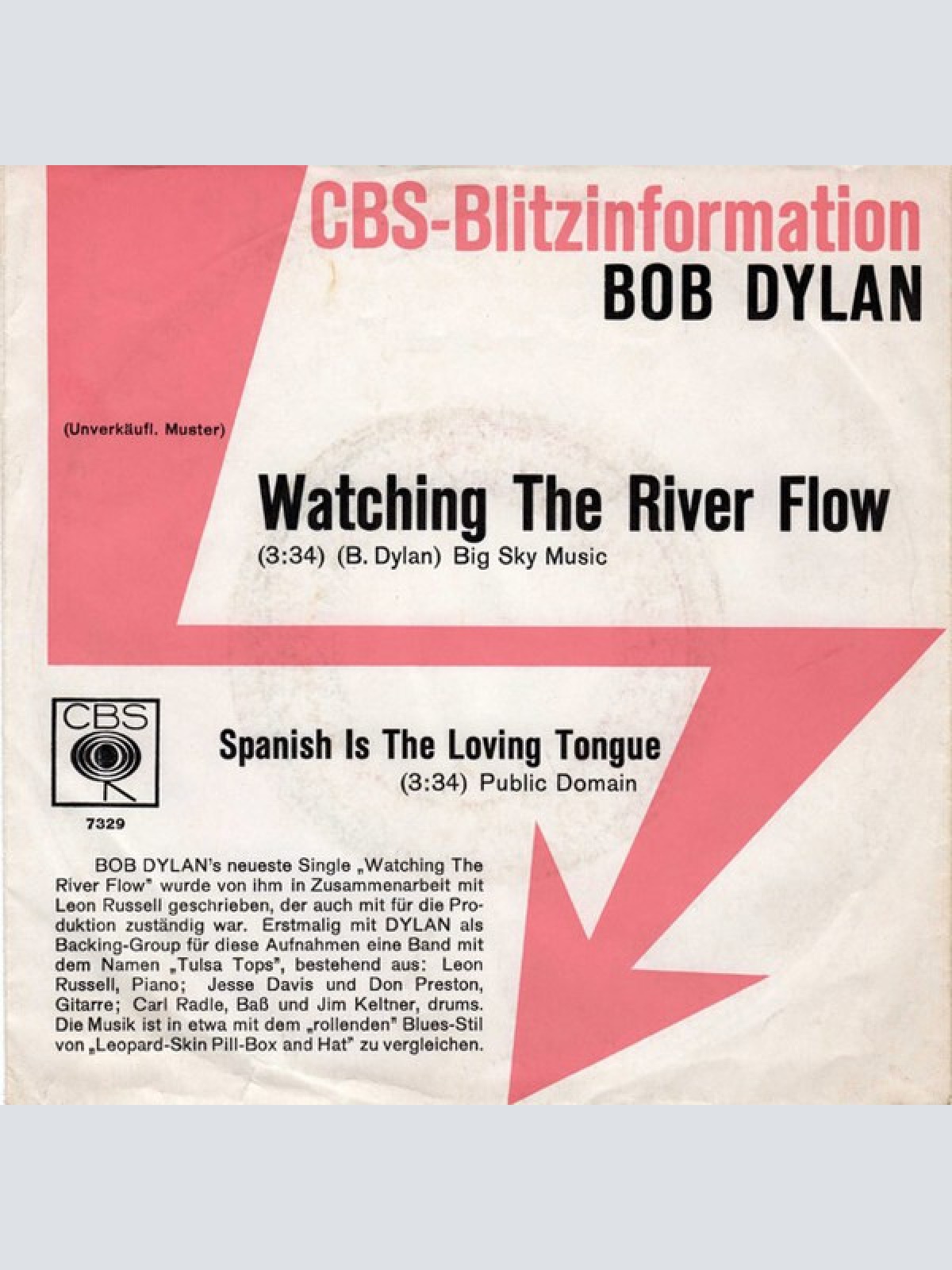 7", Single, Promo Bob Dylan - Watching The River Flow