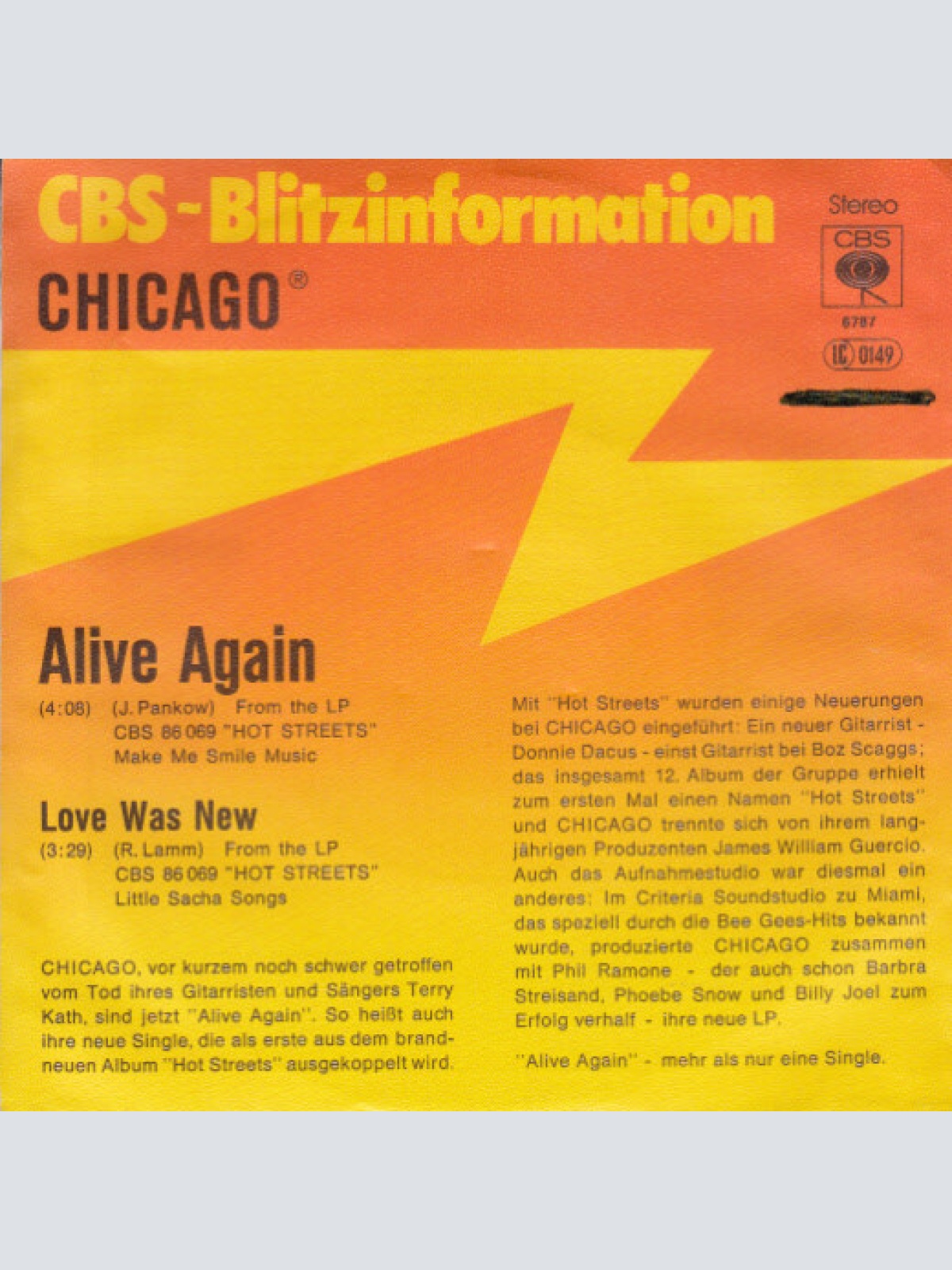 7", Single, Promo Chicago (2) - Alive Again