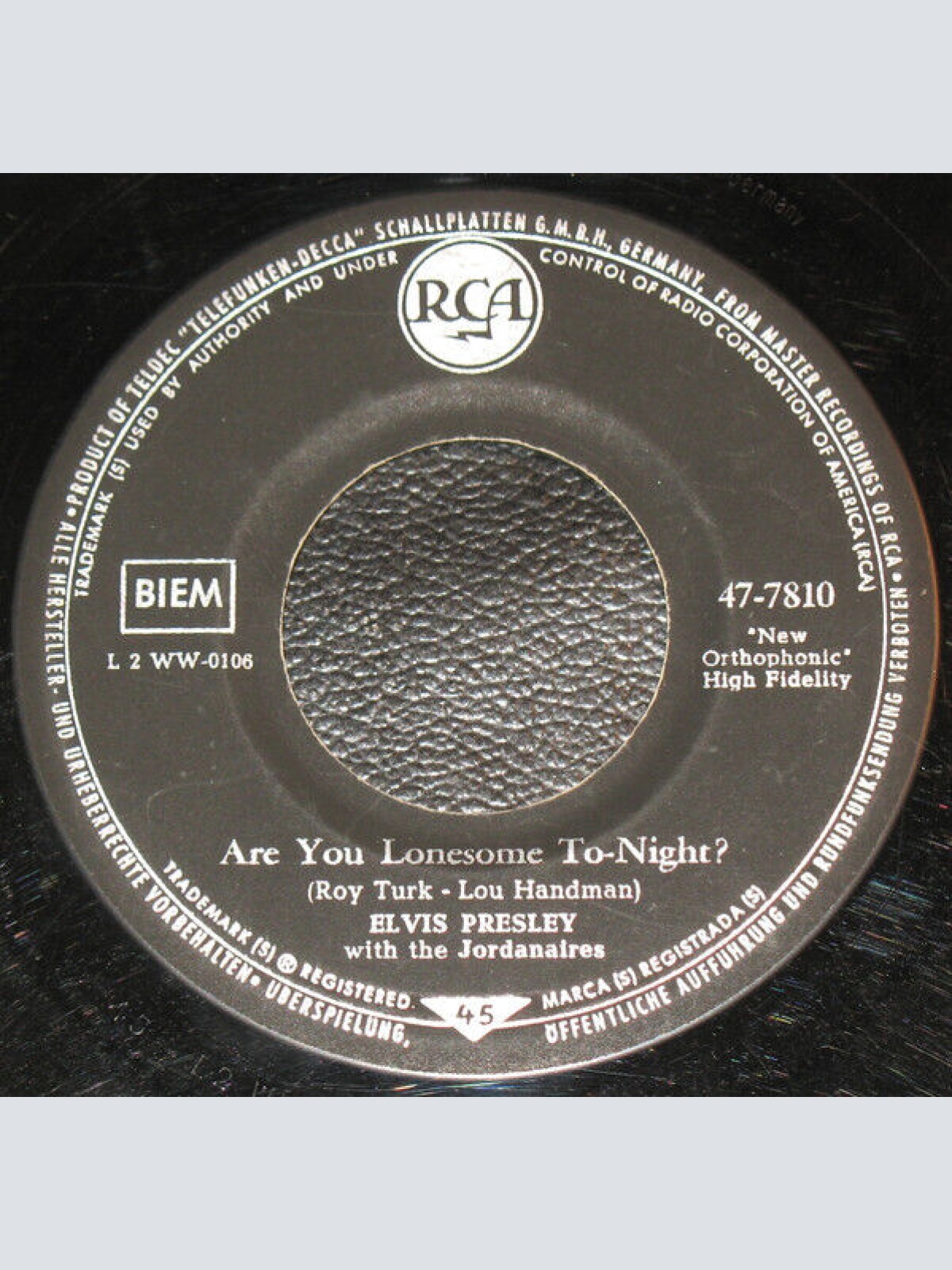 7" Elvis Presley - Are You Lonesome Tonight?