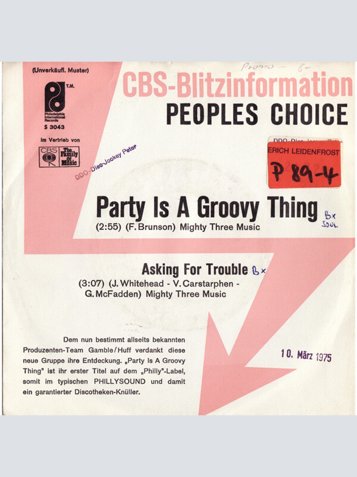 7", Single, Promo Peoples Choice* - Party Is A Groovy Thing