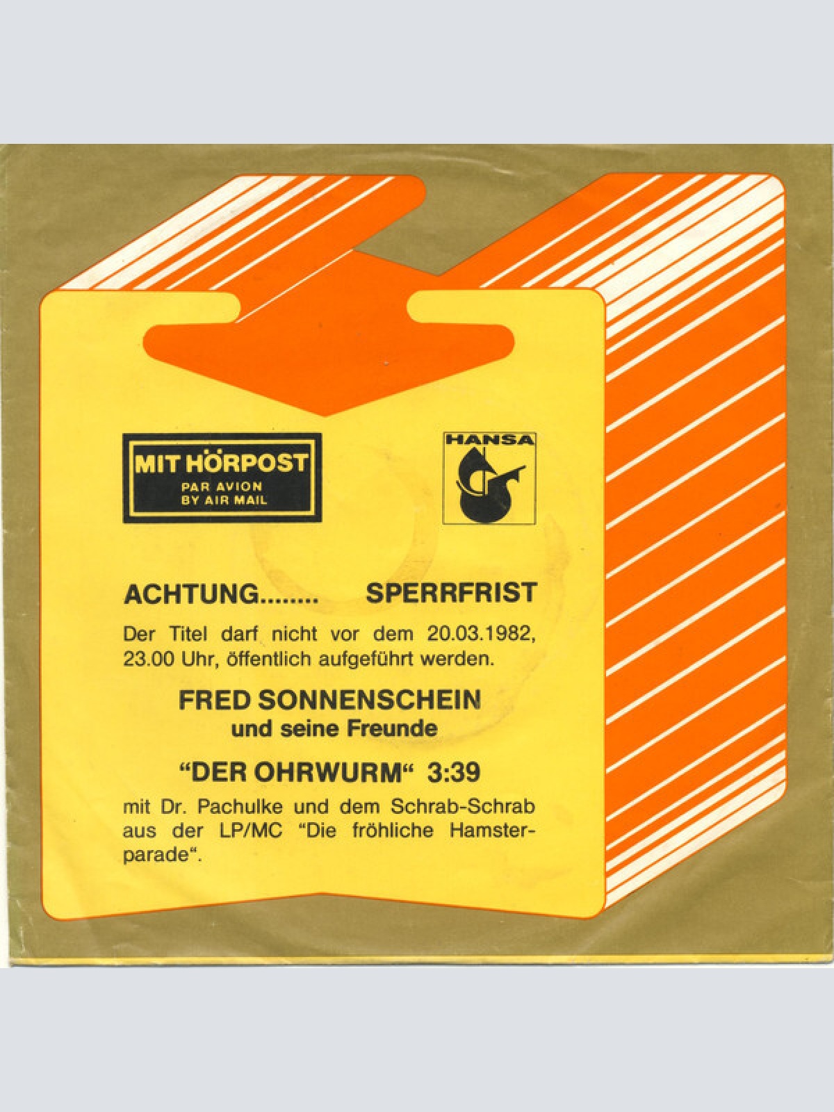 7", Single, Promo Fred Sonnenschein Und Seine Freunde - Der Ohrwurm
