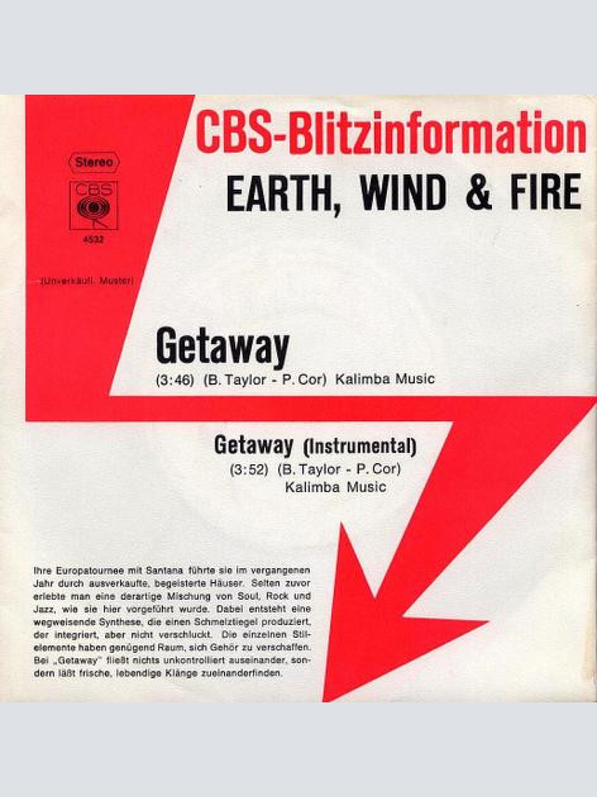 7", Single, Promo Earth, Wind & Fire - Getaway