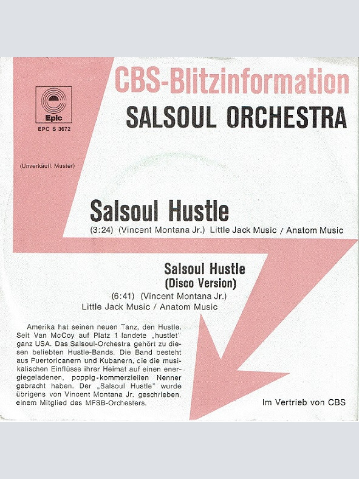 7", Promo Salsoul Orchestra* - Salsoul Hustle