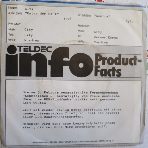 7", Single, Promo City (3) - Unter Der Haut