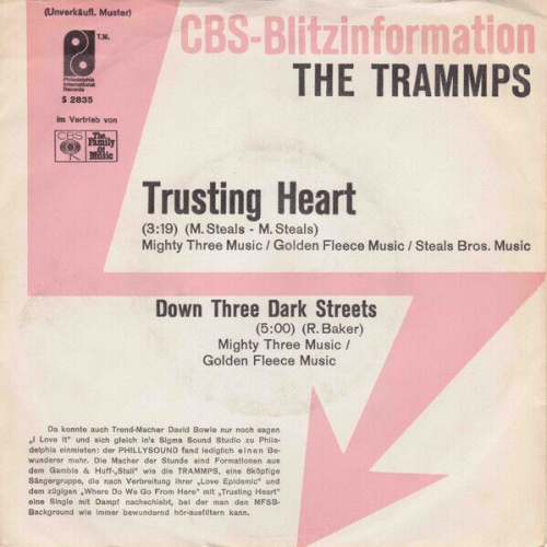 7", Promo The Trammps - Trusting Heart / Down Three Dark Streets