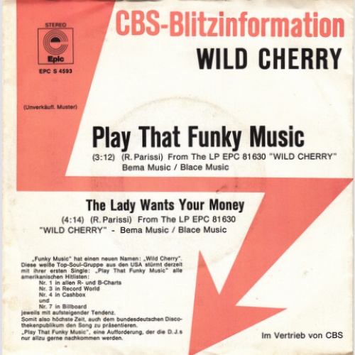 7", Single, Promo Wild Cherry - Play That Funky Music