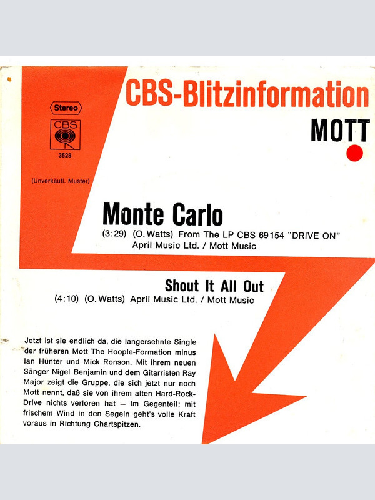 7", Single, Promo Mott (3) - Monte Carlo