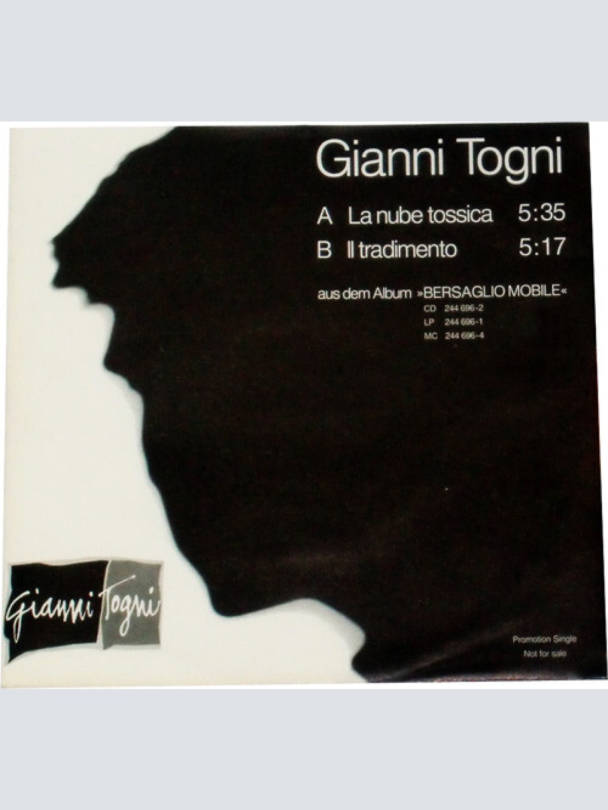 7", Single, Promo Gianni Togni - La Nube Tossica / Il Tradimento