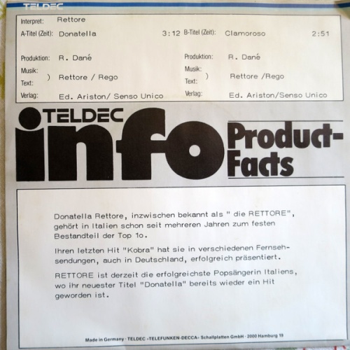 7", Single, Promo Rettore - Donatella