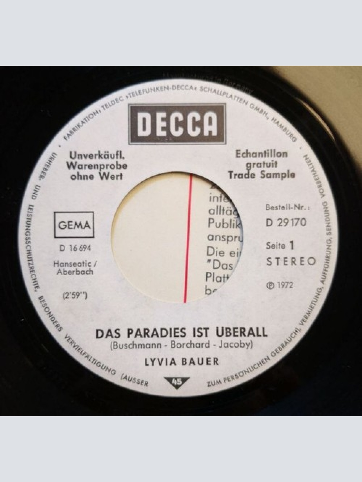 7", Single, Promo Lyvia Bauer - Das Paradies Ist überall