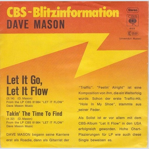 7", Single, Promo Dave Mason - Let It Go, Let It Flow