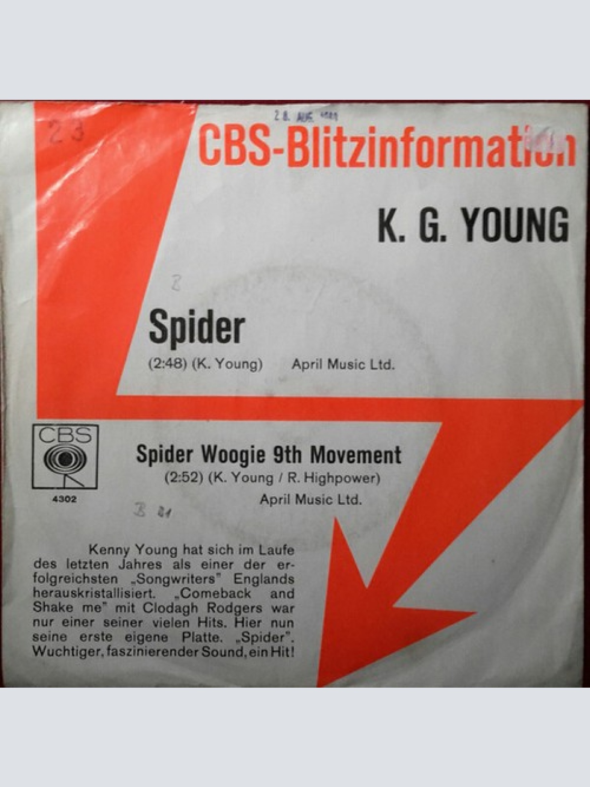 7", Promo K. G. Young* - Spider