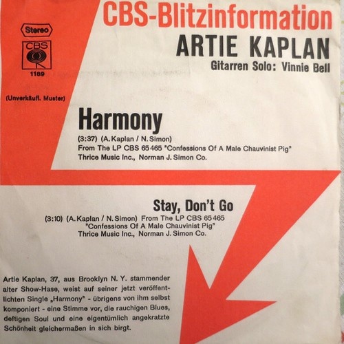 7", Single, Promo Artie Kaplan - Harmony