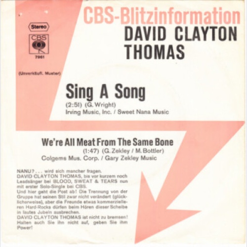 7", Single, Promo David Clayton Thomas* - Sing A Song