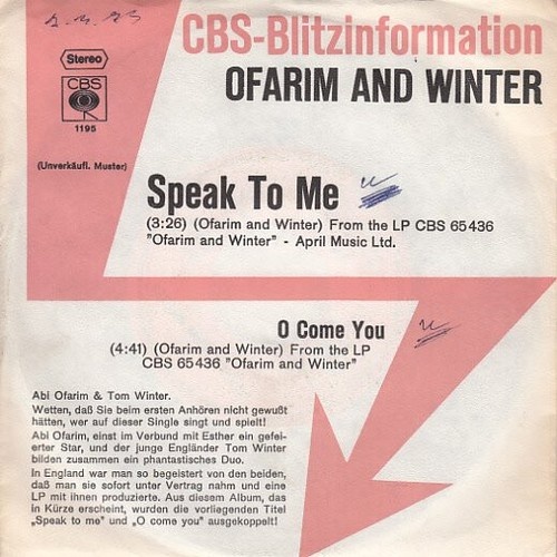 7", Single, Promo Ofarim And Winter* - Speak To Me