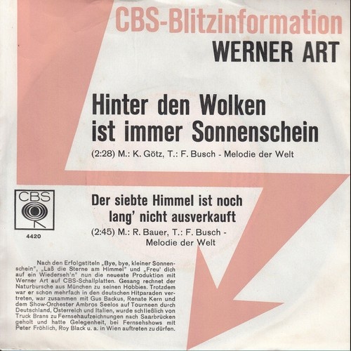 7", Single, Promo Werner Art - Hinter Den Wolken Ist Immer Sonnenschein