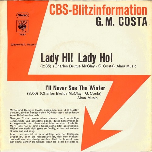 7", Single, Promo G. M. Costa* - Lady Hi! Lady Ho!