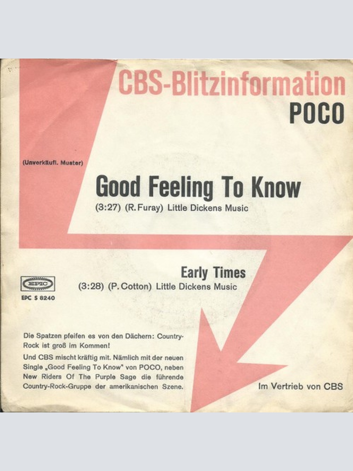7", Promo Poco (3) - Good Feeling To Know
