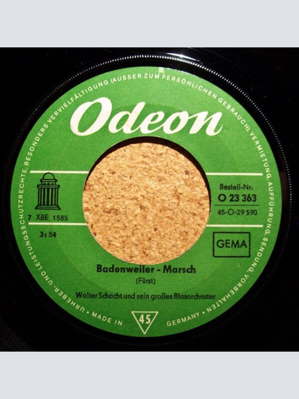 7" Walter Schacht Und Sein Großes Blasorchester* - Badenweiler-Marsch / Flieg...