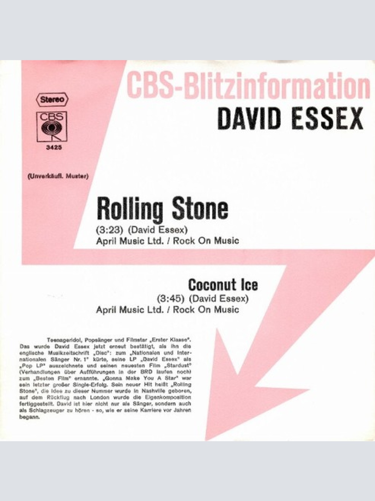 7", Single, Promo David Essex - Rolling Stone