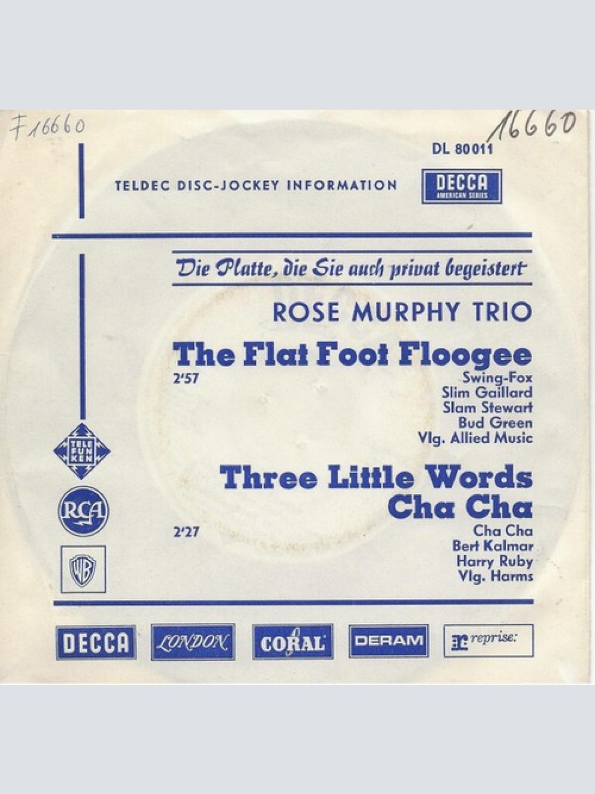 7", Single, Promo Rose Murphy - Three Little Words - Cha Cha
