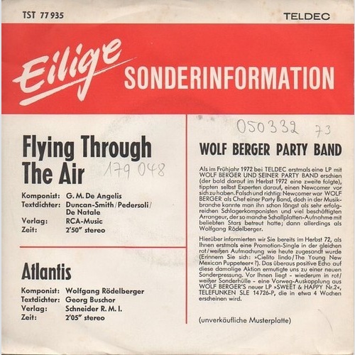 7", Single, Promo Wolf Berger Party Band - Flying Through The Air