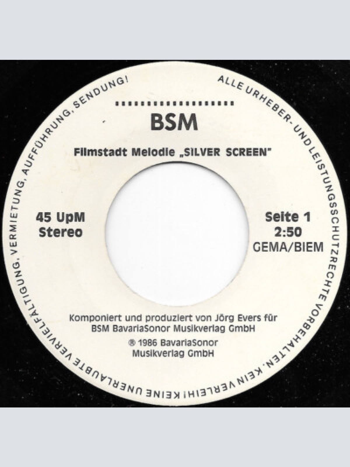 7" Jörg Evers / Klaus Doldinger - Filmstadt Melodie „Silver Screen” / Das Boot