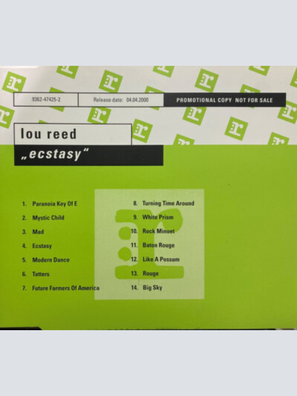 CD, Album, Promo Lou Reed - Ecstasy