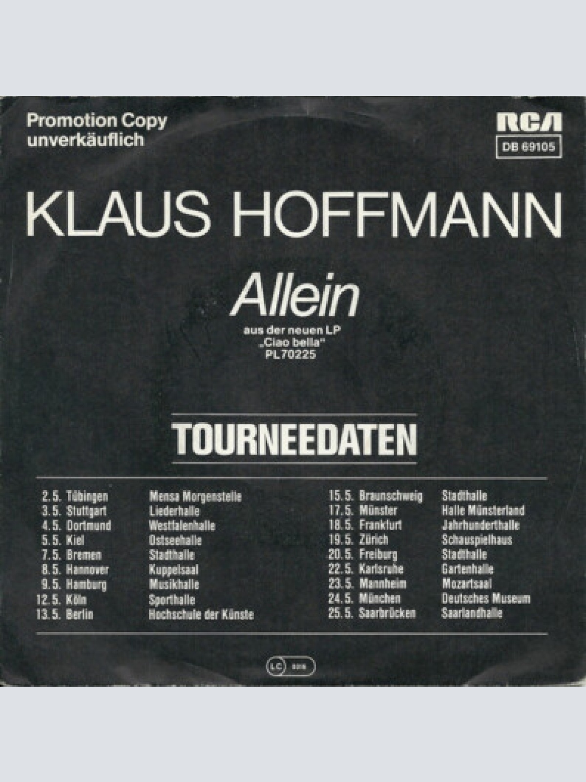 7", Single, Promo Klaus Hoffmann - Allein