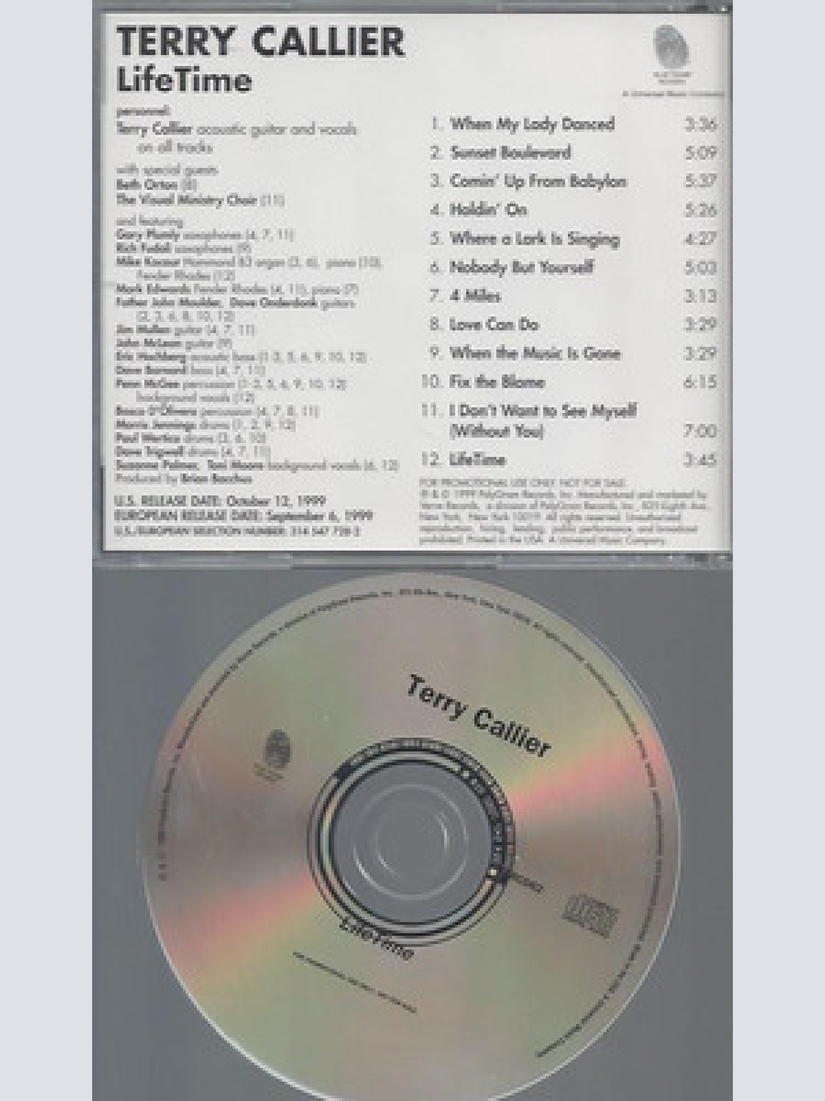 CD--PROMO--TERRY CALLIER--LIFE TIME